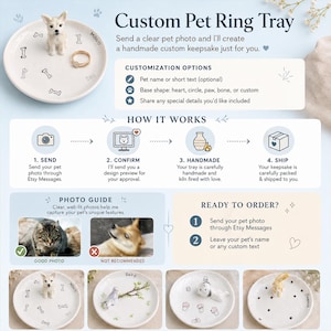 Plato personalizado para anillos de mascota, porta joyas de cerámica con forma de figura de mascota, para amantes de las mascotas, plato personalizado para baratijas de perro, regalo para dama de honor de boda, regalo de San Valentín. imagen 8