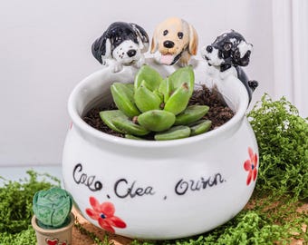 Custom Pet Succulent Planter, Handmade Ceramic Dog/Cat Flower Pot, Memorial Gift for Pet Lovers, Wedding Bridesmaid Gift, Teacher gift