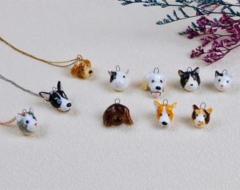 Custom Pet Ceramic Portrait Necklace, Personalized Ceramic Jewelry Gift, Dog/Cat Porcelain Necklace Charm, Birthday Gift for Pet Owners