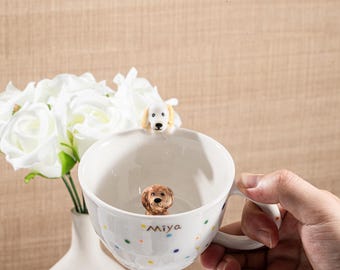 Custom Pet Mug with 3D Dog/Cat Figure Handmade Ceramic Mug Peekaboo Pet Mug Memorial Gift for Pet Lovers Personalized Pet Mug Coffee Cup
