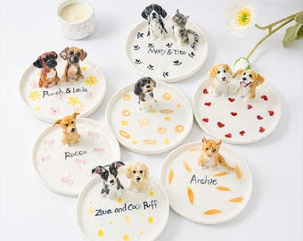 Custom Pet Jewelry Dish, Personalized Pet Ring Dish, Dog Cat Trinket Tray, Pet Memorial Gift, Handmade Ceramic Ring Holder Gift for Her