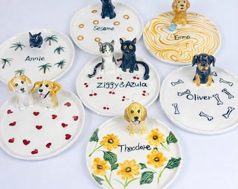 Personalisierte Schmuckschale mit Haustiermotiv, 3D-Figur von Hund oder Katze, handgefertigtes Keramiktablett, Erinnerungsstück mit Haustierporträt, Geschenk für Tierliebhaber, Weihnachten