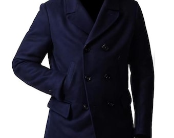 G-star Pea Coat, Military Wool Coat, Army Coat, Black