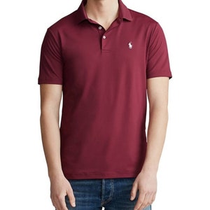 Men's Ralph Lauren Polo Shirt Polo T Shirt with Tags Black White Grey Navy All Sizes S M L XL XXL. Summer sale slim fit Wine