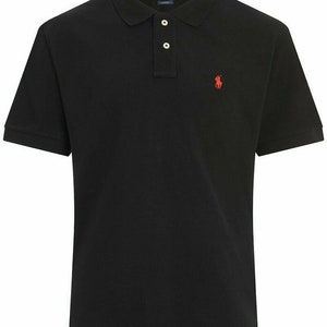 Men's Ralph Lauren Polo Shirt Polo T Shirt with Tags Black White Grey Navy All Sizes S M L XL XXL. Summer sale slim fit Czarny