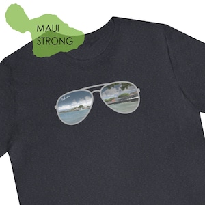 Lahaina Maui Shirt Maui Strong Tshirt Pray for Maui l Wildfire Relief tee, Lahaina Support Hawaii Aloha Shaka Sunglasses Banyan Tree