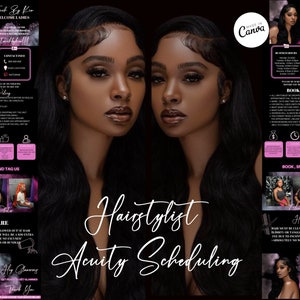 Hairstylist Acuity Scheduling Site, Canva Editable Template, Acuity Beauty Hair Business , Hair Website Banner, Wigs Boutique | PURPLE&BLACK