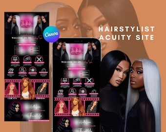Hairstylist Acuity Scheduling Site, Canva Editable Template, Acuity Beauty Hair Business , Hair Website Banner, Wigs Boutique