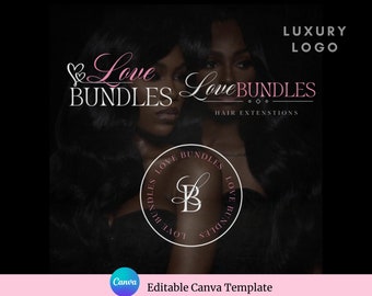 Editable Hair Logo, Beauty Logo, Lash Tech Logo, Hair Logo, Boutique Logo, Fashion Logo, Canva Logo, Editable Logo