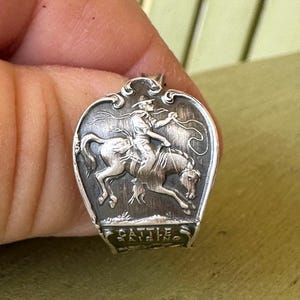 Antique Western Sterling Spoon Ring - Size 7.5 - 9.5  * Slightly Adjustable