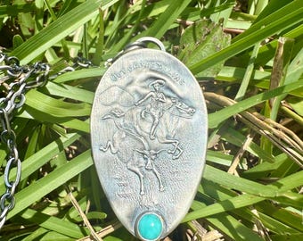 RARE** Western Sterling Cowboy Roping Cattle Rodeo Pendant with Medium Weight 18” Sterling Chain - Made From an Antique Sterling Spoon