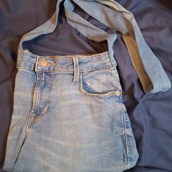 Upcycled Jeans Denim Purse Trendy Vintage 70s handbag shoulder bag or crossbody purse Handmade by me