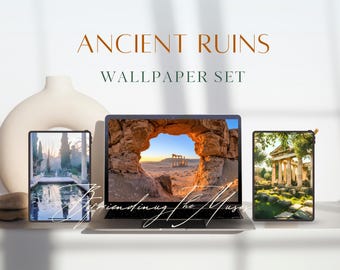 Ancient Greek Ruins Wallpaper Desktop ancient world Greek Columns History Museum Archaeology Teacher AI Art gift ancient greece download