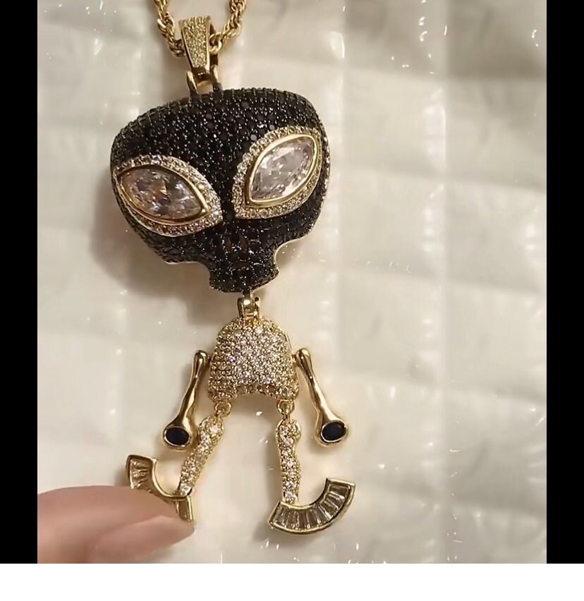 Iced out on sale alien pendant