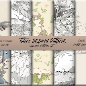 Patrones inspirados en Totoro / Patrón sin costuras / Artes y manualidades / Bricolaje / Patrón de descarga digital / Licencia comercial
