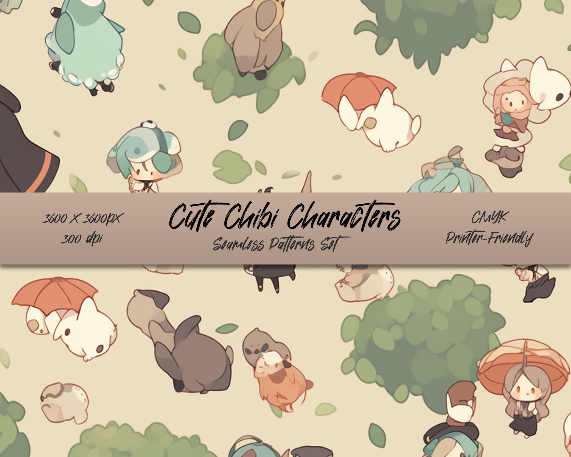 Cute Chibi Characters | Seamless Pattern | Arts and Craft | DIY ...