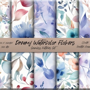 Dreamy Watercolor Flowers | Seamless Pattern | Arts and Craft | DIY | Digital Download Pattern | Commercial License
