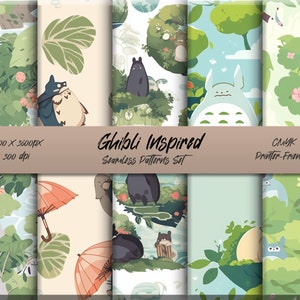 Ghibli-inspirierte Muster | Nahtloses Muster | Kunst und Handwerk | DIY | Digitaler Download Muster | Kommerzielle Lizenz