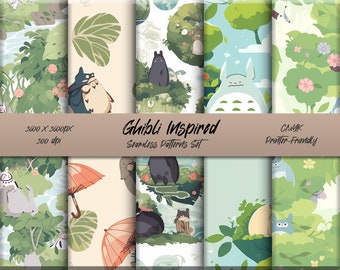 Ghibli-Inspired Patterns | Seamless Pattern | Arts and Craft | DIY | Digital Download Pattern | Commercial License