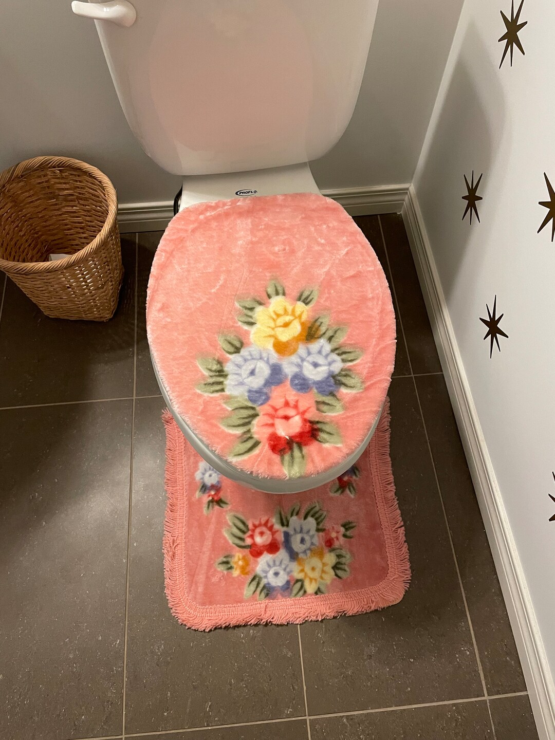 Vintage Toilet Seat Cover and Mat Etsy UK