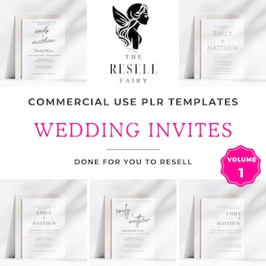 PLR Wedding Invitation, Dfy Invitations, Wedding Invitation Template, PLR Minimalist Wedding Template Bundle for Canva with Resell Rights