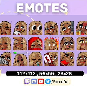 MEGA BUNDLE 18 EMOTES| Curly Blond Hair| Tan Skin Vitiligo | Twitch Emotes | Cute Stream Assets | Chibi Style | Affordable and High Quality