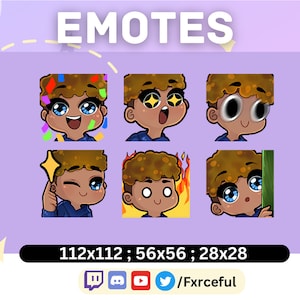 Blonde Curly Hair Afro Boy | Blue | Blue eyes | Twitch Emotes | Cute Kawaii Stream Assets | Chibi Style | Affordable and High Quality