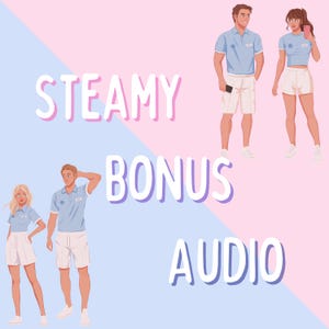 Op de afbeelding: Twee mensen in blauwe en witte uniformen met de tekst "STEAMY BONUS AUDIO" op een roze en blauwe achtergrond.