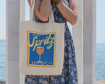 Bolso de mano vintage en color natural con estampado de Aperol Spritz