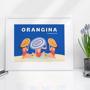Impresión vintage de la playa francesa Orangina: pósteres horizontales mate de primera calidad