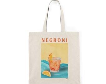 Bolso de mano de lona natural con estampado vintage de Negroni