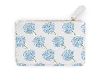 Mini bolso de mano con hortensias azules