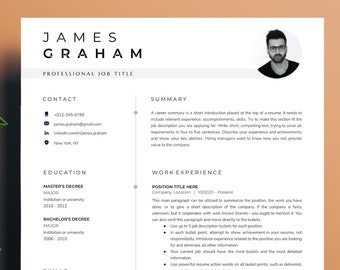 Best ATS Friendly Professional Resume Templates for Google Docs, Ms Word and Pages With Headshot| ATS Compatible 100% | Minimalist Resume
