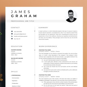 Best ATS Friendly Professional Resume Templates for Google Docs, Ms Word and Pages With Headshot| ATS Compatible 100% | Minimalist Resume