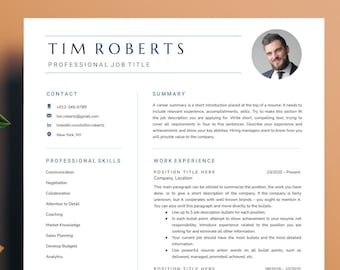 Best ATS Friendly Professional Resume Templates for Google Docs, Ms Word and Pages With Headshot| ATS Compatible 100% | Minimalist Resume