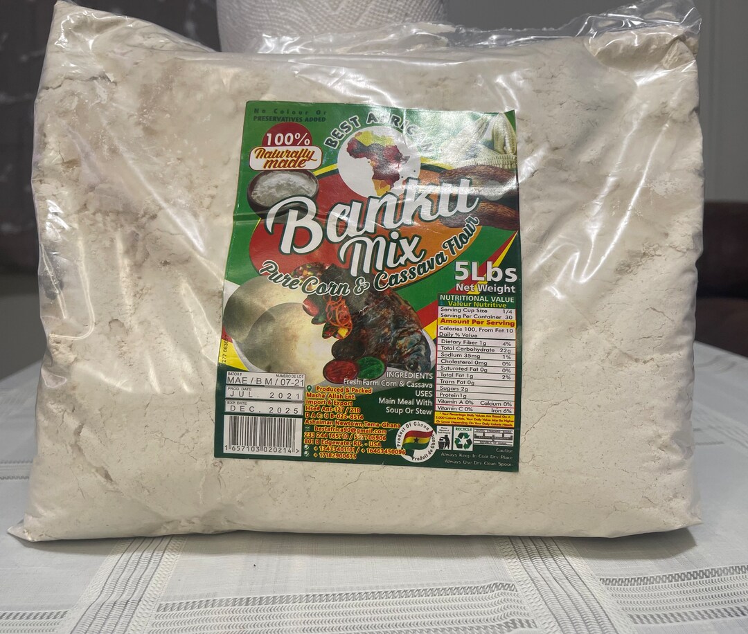 Best African Banku Mix Pure Corn & Cassava Flour 100 Naturally Made in