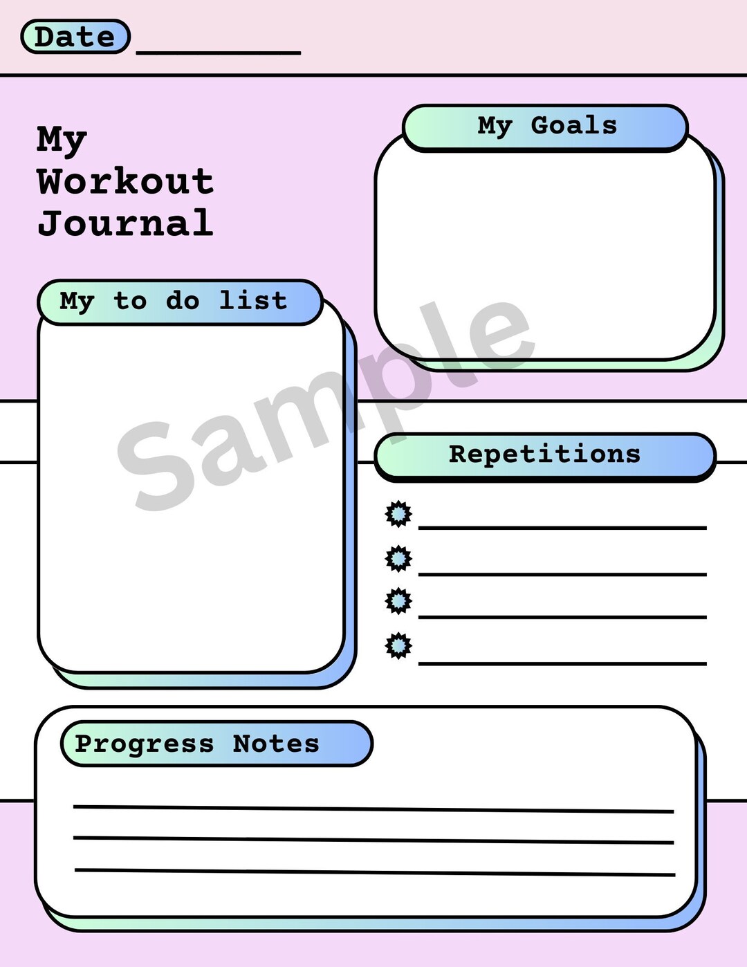 My Workout Journal Printable PDF Digital File Download Single - Etsy