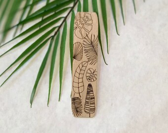 Engraved Maple Wood Tropical Bookmark, Reading Accessory