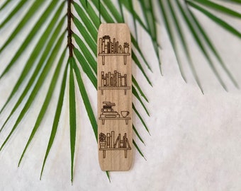 Engraved Maple Wood Bookshelf Bookmark, Reading Accessory