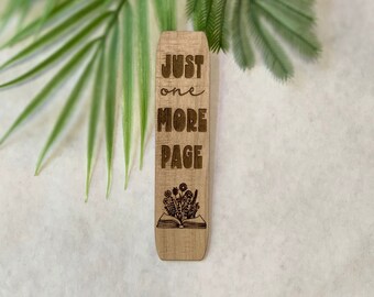 Engraved Maple Wood More Page Bookmark, Reading Accessory