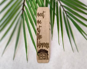 Engraved Maple Bookmark, Library Card Design, Reading Accessory