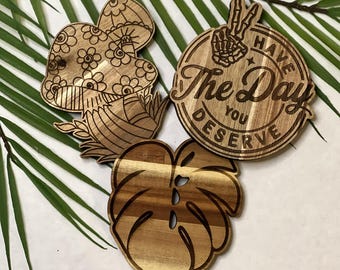 Engraved Coaster Set - Wooden Acacia - Mix and Match