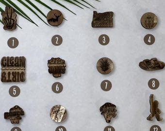 Engraved Wood Magnets - Pair of 2 - Acacia