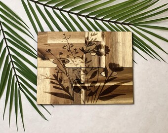 Coaster Set - Puzzle Wooden Floral, Home Decor