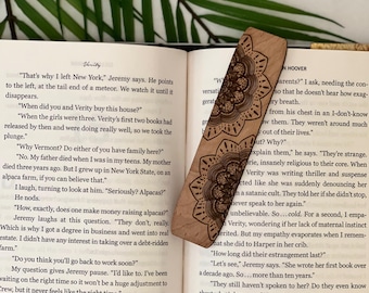 Engraved Maple Wood Mandala Bookmark, Reading Accessory, Boho