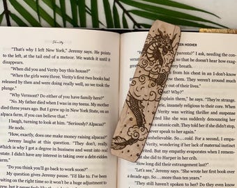 Engraved Maple Wood Dragon Bookmark, Reading Accessory