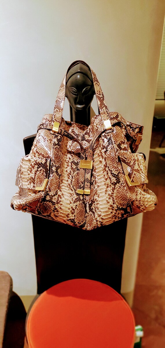 Michael Kors Genuine Python Snakeskin Purse Tote … - image 5