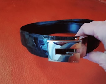 Gucci Style Logo Buckle with Alligator Belt