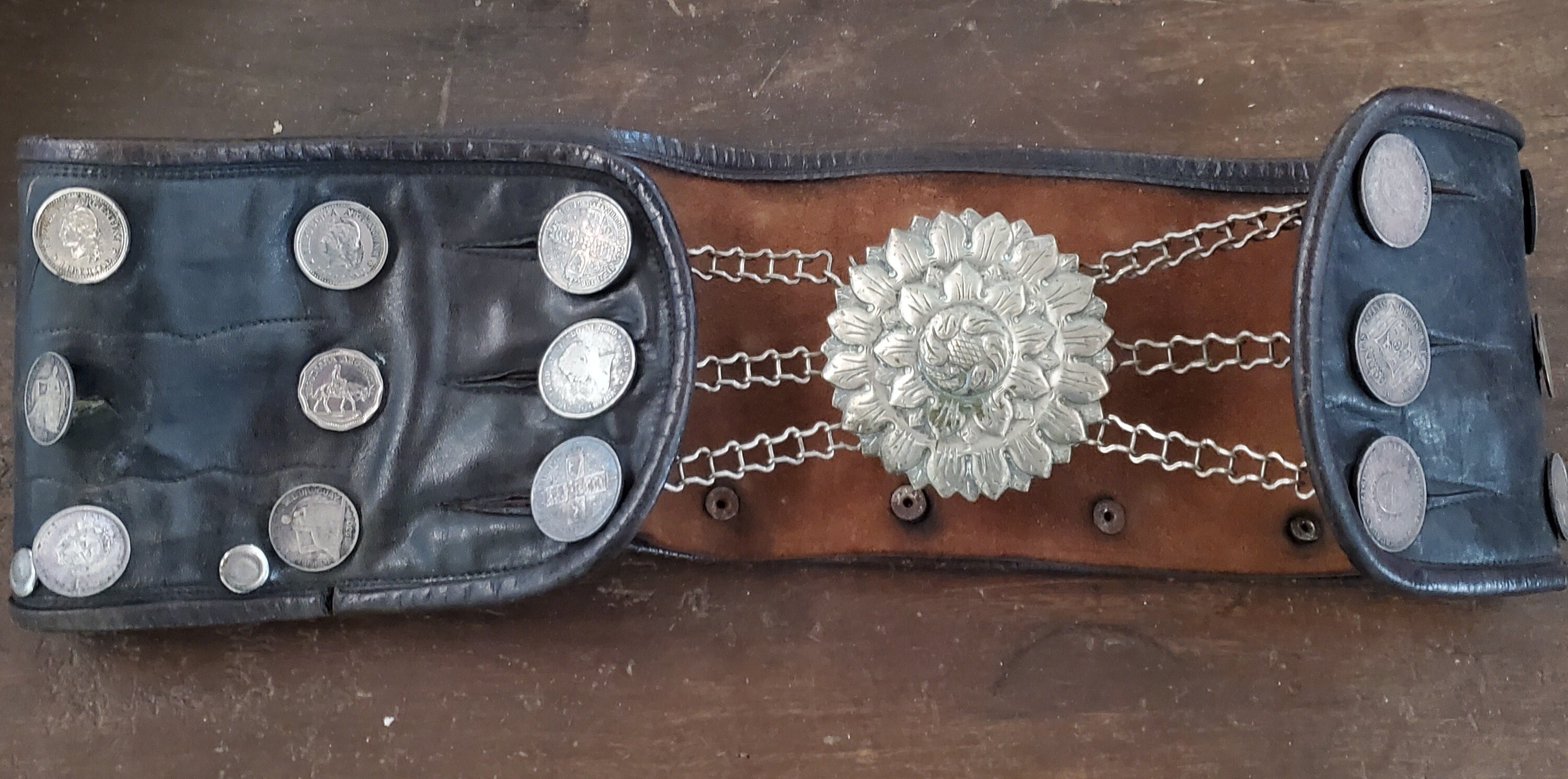 Vintage Argentine Rastra Belt Buckle Belt/Argentine Rastra Leather Belt