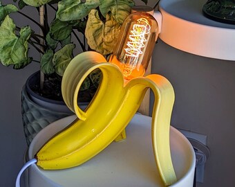 Lampe banane peinte à la main avec ampoule Edison (prise nord-américaine)